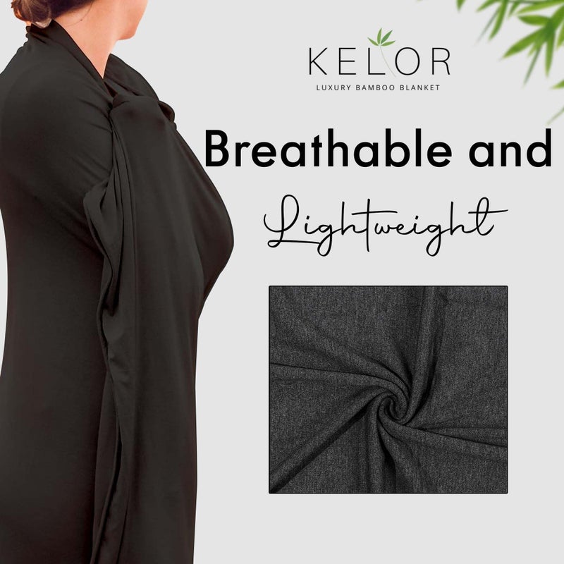 K E L O R KELOR Luxury Cooling Travel Blanket - Stretchy, Lightweight Soft & Breathable Shawl Wraps for Women | Easy-Care, Perfect for Travel, Airplane Blanket or women shawl (Grounded Gray, Double-Sided) - Image 4